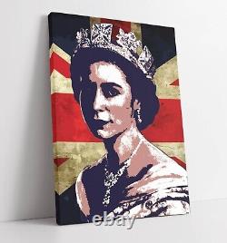 Queen Elizabeth II Pop Art Union Jack -deep Framed Canvas Wall Art Picture Print