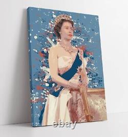 Queen Elizabeth II Splash Art Brtish -deep Framed Canvas Wall Art Picture Print