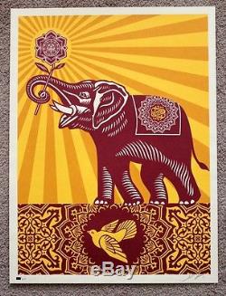 RARE Obey Holiday Peace Elephant print by Shepard Fairey signed and numbered