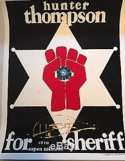 RARE Signed Hunter S. Thompson for Sheriff Thomas W. Benton Silkscreen Gonzo