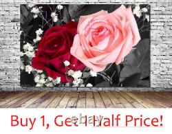 RED ROSE CANVAS WALL ART PRINT Ready To Hang PINK FLORAL CANVAS PICTURE