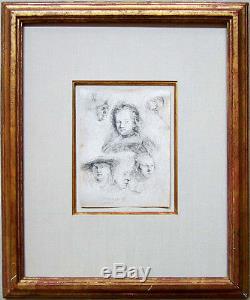 REMBRANDT Original 1636 Etching Studies of the Head of Saskia and Others