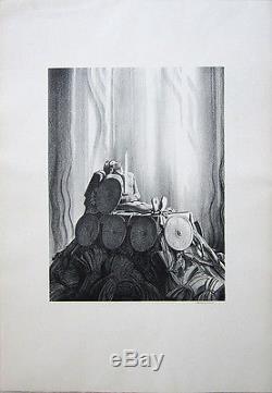 ROCKWELL KENT Signed 1931 Original Lithograph Funeral Pyre (from Beowulf)