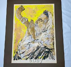 Rabbi Blowing the Shofar Print Signed 54/200 Art Jewish