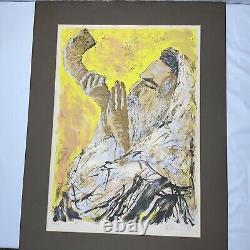 Rabbi Blowing the Shofar Print Signed 54/200 Art Jewish