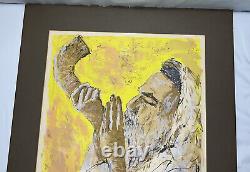 Rabbi Blowing the Shofar Print Signed 54/200 Art Jewish