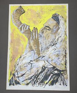 Rabbi Blowing the Shofar Print Signed 54/200 Art Jewish