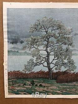 Rain on Lake Matsue by Kawase Hasui ORIGINAL Woodblock Print