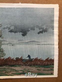 Rain on Lake Matsue by Kawase Hasui ORIGINAL Woodblock Print