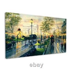 Rainy Day In Paris Canvas Print Arc De Triomphe Colourful French Wall Art