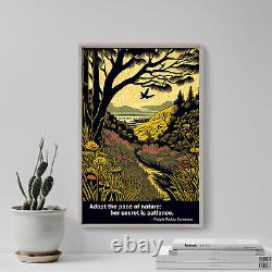 Ralph Waldo Emerson Quote Adopt The Pace of Nature Poster, Art Print, Painting