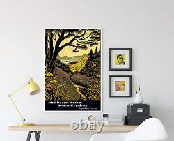 Ralph Waldo Emerson Quote Adopt The Pace of Nature Poster, Art Print, Painting