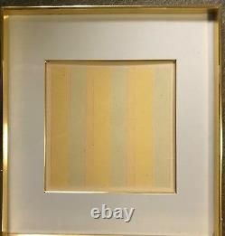 Rare AGNES MARTIN lithograph 1978 FIFTY SMALL PAINTINGS, gilt framed, glued down