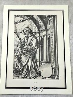 Rare Antique Print Holbein Stained Glass Window St Etienne Abbey Caen France