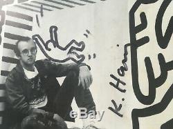 Rare KEITH HARING poster (1986) signed with original drawing warhol basquiat