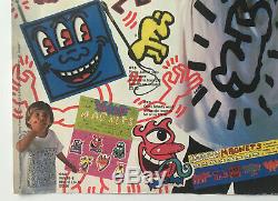 Rare KEITH HARING poster (1986) signed with original drawing warhol basquiat