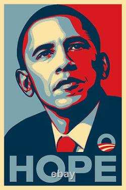 Rare Obama Hope Print by Shepard Fairey 24 X 36 2008 Signed Thick Paper