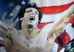 Rocky 3 Oil Painting 30x20 NOT a print poster. Box Framing Avail. Apollo Creed