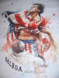 Rocky 3 Oil Painting 40x26 NOT a print poster. Box Framing Avail. Apollo Creed