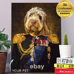 Royal Pet Portrait custom vintage Renaissance dog portrait cat admiral king