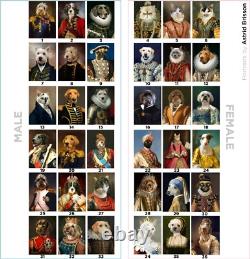 Royal Pet Portrait custom vintage Renaissance dog portrait cat admiral king