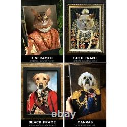 Royal Pet Portrait custom vintage Renaissance dog portrait cat admiral king