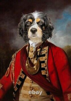Royal Pet Portrait custom vintage Renaissance dog portrait cat admiral king
