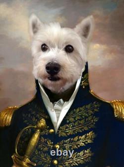 Royal Pet Portrait custom vintage Renaissance dog portrait cat admiral king