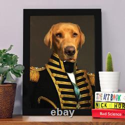 Royal Pet Portrait custom vintage Renaissance dog portrait cat admiral king
