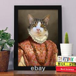 Royal Pet Portrait custom vintage Renaissance dog portrait cat admiral king