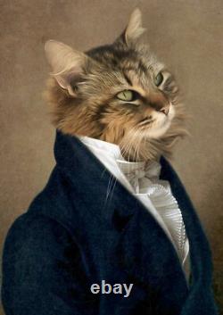 Royal Pet Portrait custom vintage Renaissance dog portrait cat admiral king