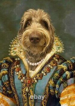 Royal Pet Portrait custom vintage Renaissance dog portrait cat admiral king