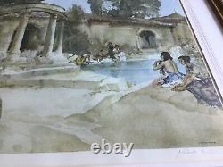 Russell Flint Ltd Ed Print Blind Stamp Girls by Pool Awkward Encounter Signed