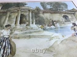 Russell Flint Ltd Ed Print Blind Stamp Girls by Pool Awkward Encounter Signed