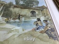Russell Flint Ltd Ed Print Blind Stamp Girls by Pool Awkward Encounter Signed