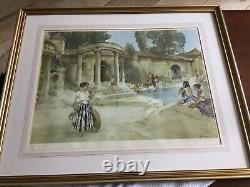 Russell Flint Ltd Ed Print Blind Stamp Girls by Pool Awkward Encounter Signed