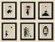 Set Of 6 Framed Art Prints On Old Antique Book Page, Banksy, Girl With Balloon