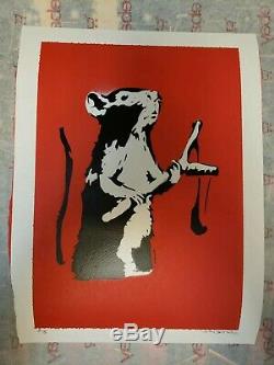 SIGNED Rat Catapult BANKSY with COA Stencil and Spray Paint Art Print Numbered