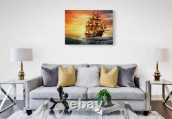 Sail Ship Seascape Canvas Picture Print Wall Art