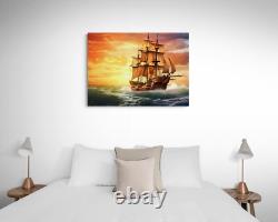 Sail Ship Seascape Canvas Picture Print Wall Art