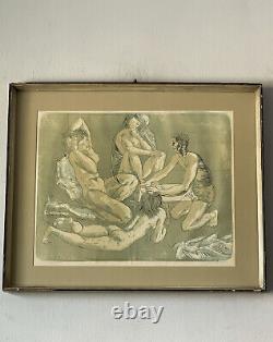 Sandro Chia Antique Impressionist Lithograph Modern Cubism Italian Vintage Nudes