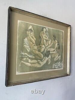 Sandro Chia Antique Impressionist Lithograph Modern Cubism Italian Vintage Nudes