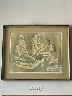 Sandro Chia Antique Impressionist Lithograph Modern Cubism Italian Vintage Nudes