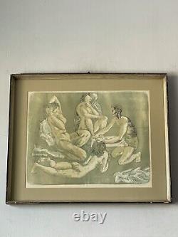 Sandro Chia Antique Impressionist Lithograph Modern Cubism Italian Vintage Nudes