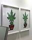 Set Of 2 Space Invader Hollyweed Pot Brown Red Screen Prints Numbered Signed New