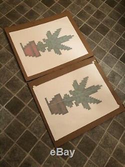 Set Of 2 Space Invader Hollyweed Pot Brown Red Screen Prints Numbered Signed New