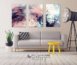 Set Of 3 Abstract Stretched Canvas Prints Framed Wall Art Home Office Decor DIY