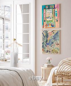 Set of 2 Matisse Prints Open Window Landscape Vintage Soft Muted Pink, Giclée