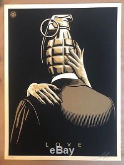 Shepard Fairey Love Is The Drug (GOLD Edition) signed & numbered 2012 not banksy