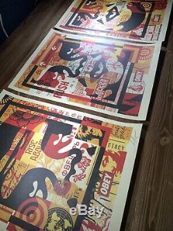 Shepard Fairey Obey Giant Icon Face Collage Art Print Poster SET Of 3 Signed